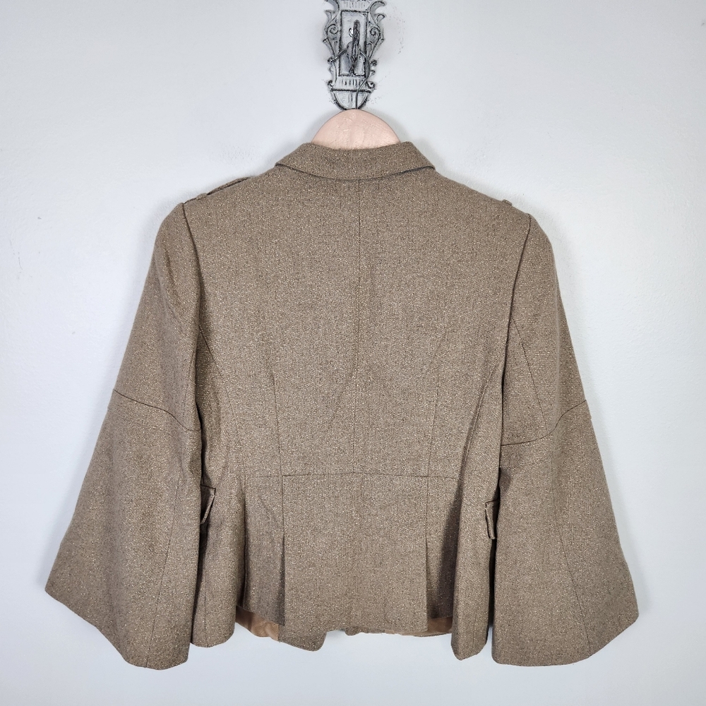 NWOT Banana Republic Tan Gold Metallic‎ Wool Blend Military Blazer Size 6 #0572 - Picture 7 of 14